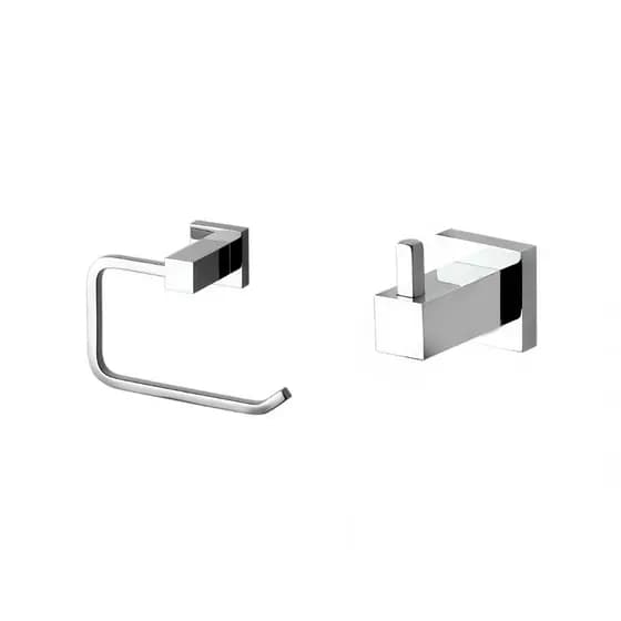 Kit Cabide + Porta Papel Higienico Em Metal Porta Toalha Rosto papeleira quadrado parede luxo lavabo luxo Premium