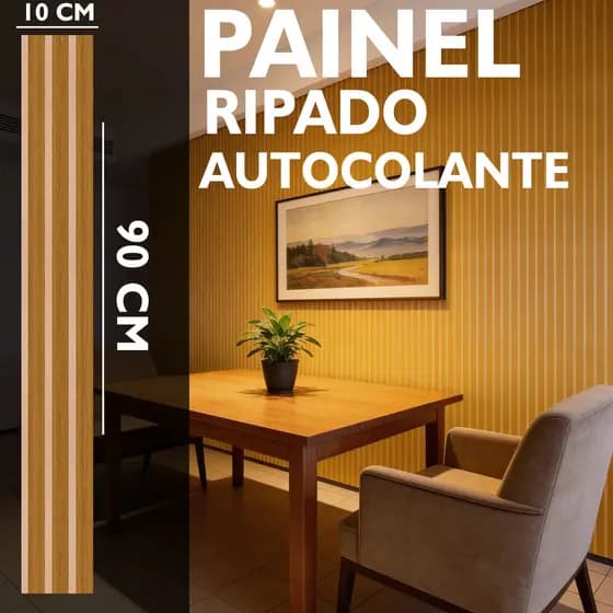 Kit 40 Painel Ripado Autocolante 90x10cm Painel Ripado Autocolante Madeira Painel Ripado de Madeira