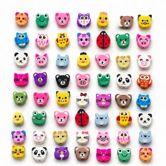 Miçangas Bichinhos Fofos De Fimo 10mm Pulseiras Infantil Colorido