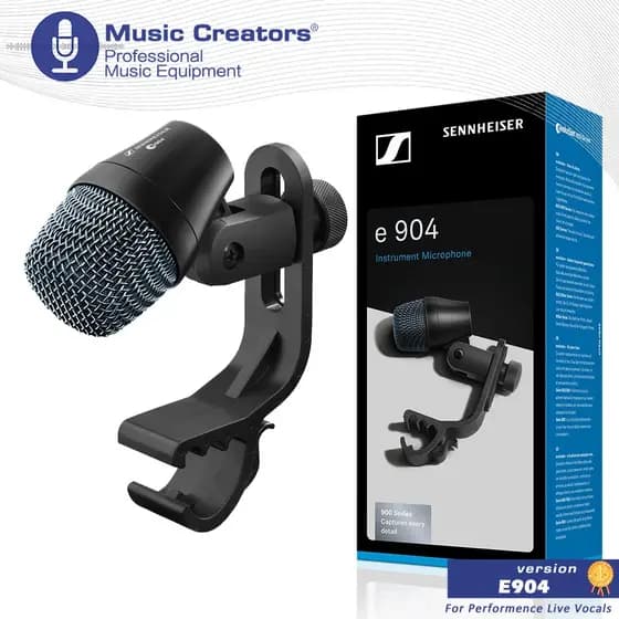 E904 sennheiser Microfone De Instrumento Dinâmico Cardioide Tambor Snare Concha Metálica De