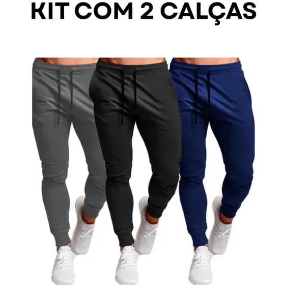Kit 2 Calça Jogger Masculino Bolso com Ziper