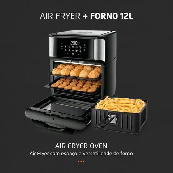 Fritadeira e Forno/Air Fryer Oven Mondial Com Cesto Preta 12L 2000W AFON-12L-BI - 220V