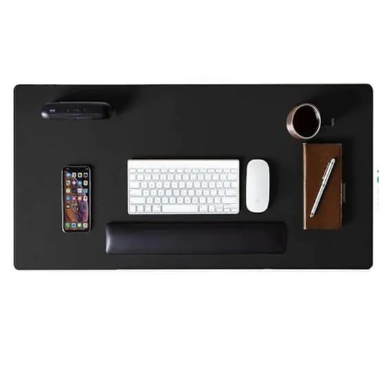Mouse Pad Couro Sintético 90x40cm KingPad | Desk Pad Grande Antiderrapante | Preto Profissional