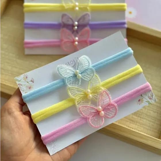 Kit Faixinhas para Bebê Borboletas RN lacinhos de bebe enxoval maternidade ensaio New Born