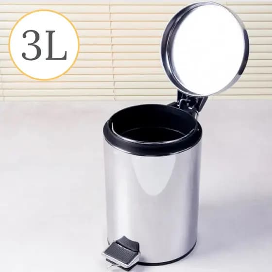 Lixeira Aço Inox Inoxidavel Lixeira 3Litros Banheiro e Cozinha Cromada Prateada Cesto de Lixo 5litro
