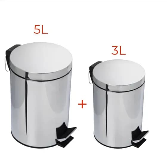 Lixeira 5L e Lixeira 3L Aço Inoxidável - Lixeira Inox Banheiro - Envio Imediato