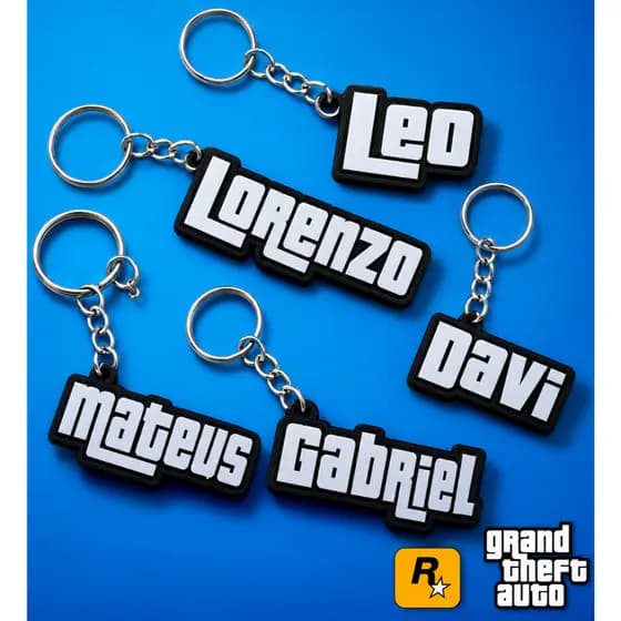 Chaveiro Personalizado Seu Nome Tema GTA | Presente Gamer Exclusivo
