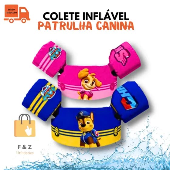 Boia Colete Infantil Salva Vidas Patrulha Canina Piscina Menino Menina - Nash