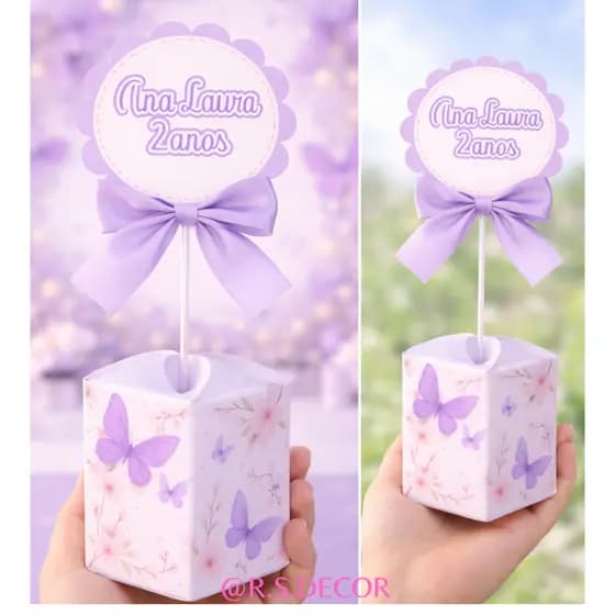 Envio imediato -kit 10 centro de mesa jardim das borboletas- jardim encancantado- personalizado- pegue e monte