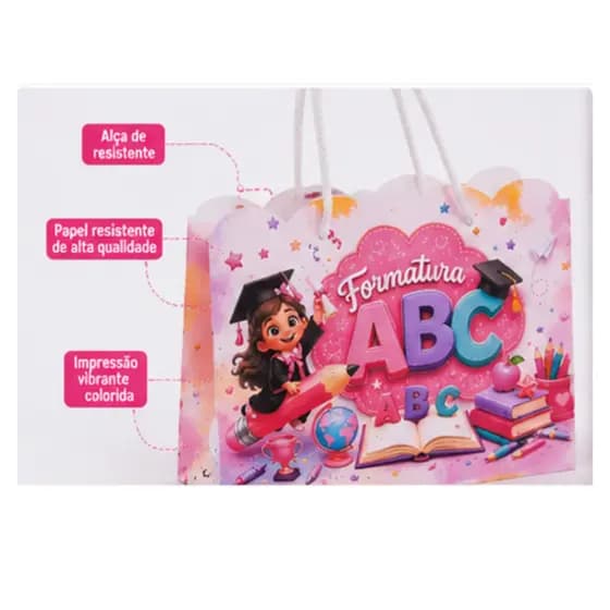 Kit 10 Sacolinhas Formatura ABC | Pegue e Monte | Lembrancinha Escolar Infantil | Menina e Menino