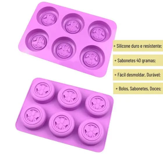 Molde/Forma Silicone Abelha para Bolo, Sabonete, Doces fácil desmoldar, lavar e guardar) 6 cavidades