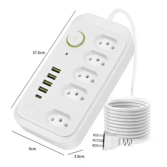 Extensão Filtro De Linha Segurança 5 Tomadas 4 Usb E Usb C yaya.br