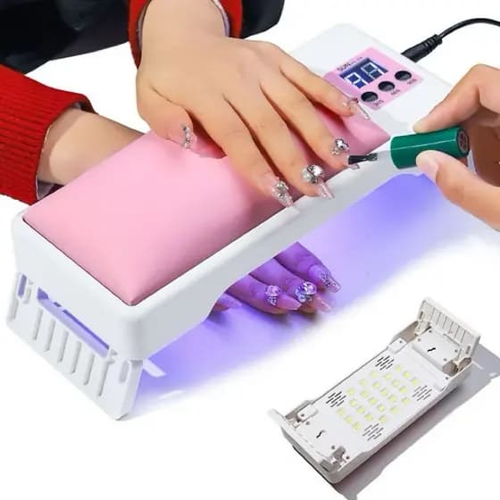 Cabine de LED UV c/ Apoio de Mão e Base Flexivel Bivolt Portátil c/ Timer FD-49