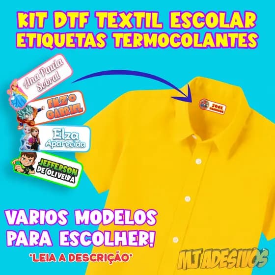 Etiquetas Termocolante 5x2cm Uniforme Escolar - 20 Unidades