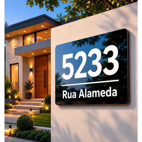 Placa Residencial Número Casa Personalizada Endereço Empresa Moderna