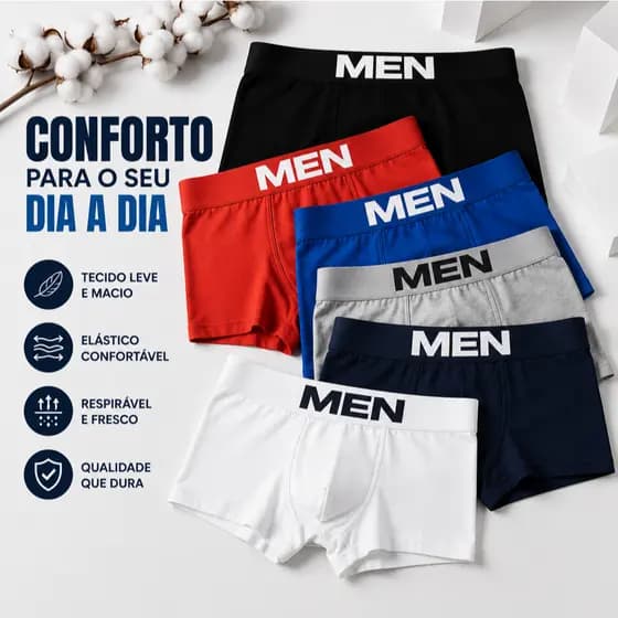 Kit Cueca Boxer Masculina Microfibra 1/3/5/10 Cuecas Confortáveis Macia Microfibra