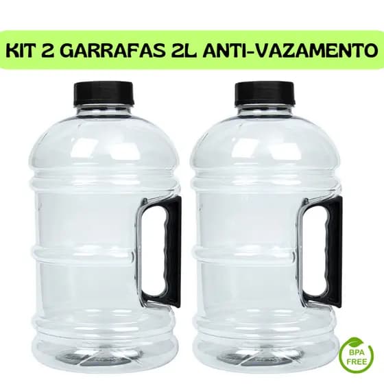 Kit com 2x Garrafa de Água 1.8L com Alça 100% Antivazamentos Resistente Envio Imediato