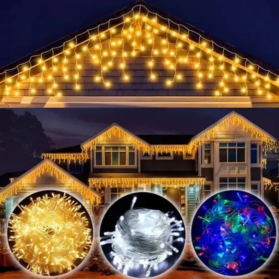 Pisca Pisca Cascata 150 leds 8 funções 110v Decoração Festa Natal 4m