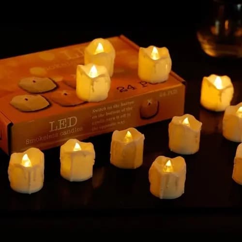 24 Velas De Led Eletrônica Branco Quente Baterias Inclusas Decoração Dia dos Namorados Natal Festas