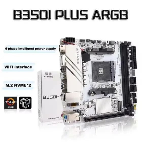 JGINYUE B350 Chip MINI-ITX AM4 DDR4 Placa-Mãe Para Jogos De Mesa AMD B350I-PLUS ARGB Sata NVME