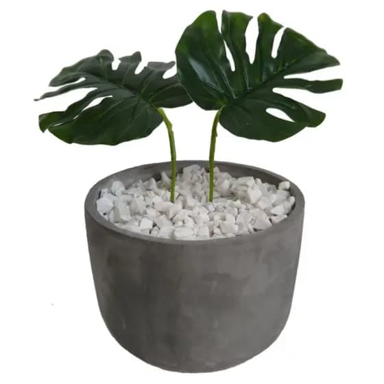 Vaso Cimento Queimado Completo Montado Já Com Folhagem Artificial