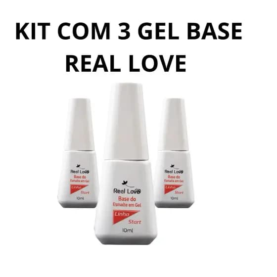 REAL LOVE KIT COM 3 GEL BASE + UNHA DE GEL + PREPARADOR + BASE GEL + PROFISSIONAL