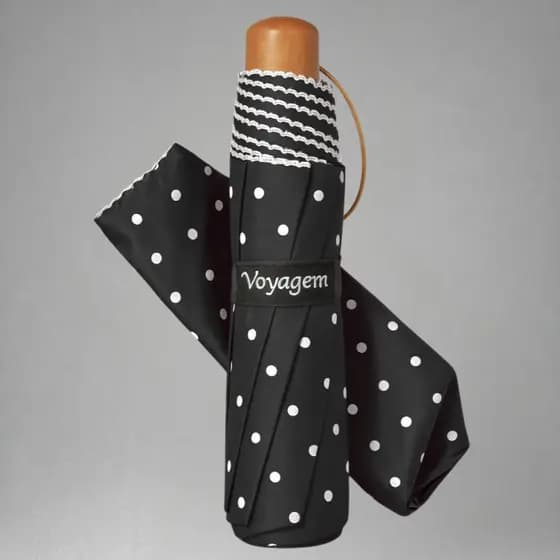 Guarda Chuva Voyagem Manual Sombrinha Resistente Bolinha Feminino Contra Vento Cabe Bolsa Leve
