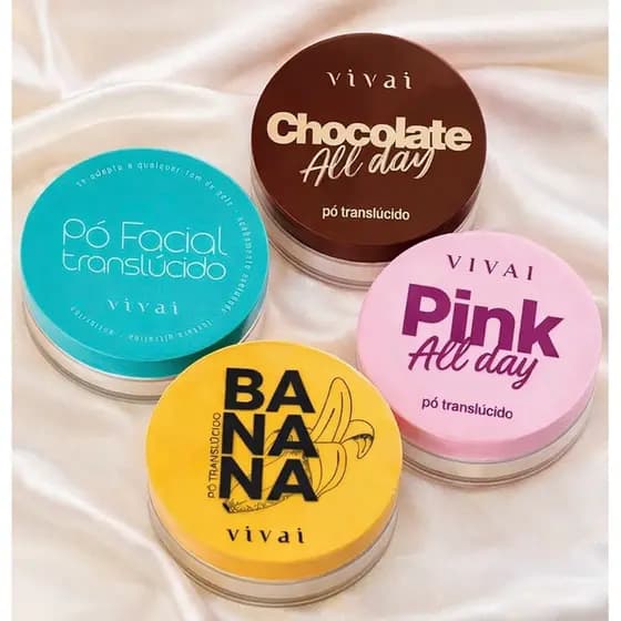 Pó Facial Translucido Vivai Banana Chocolate Pink All Day Escolha a Cor