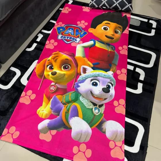 Toalha Infantil Banho Praia Algodão Patrulha Canina Rosa