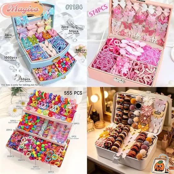 Faixas De Cabelo Para Meninas MAGICO , Conjunto De Acessórios Elásticos Altos Coloridos , Grampos Sem Danos