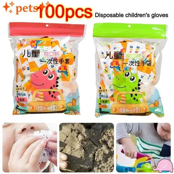 PETS1 Luvas Descartáveis De 100 Unidades , Infantis De Qualidade Alimentar De Embalagem Independente De Pintura PE