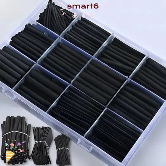 Kit De Tubulação Termorretrátil SMART 400 Unidades , Manga Preta De Isolamento De Alta Temperatura , Forro Adesivo De Pr