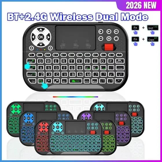 BT5.2 E 2.4G Mini Teclado De Modo Duplo RGB Retroiluminado Pequenos Teclados Sem Fio Portátil Para PC Smart TV BOX
