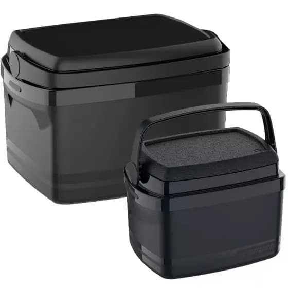 KIT COMBO 2 COOLER CAIXA TERMICA 12 E 5 LITROS PRETO TROPICAL COM PORTA LATINHAS SOPRANO
