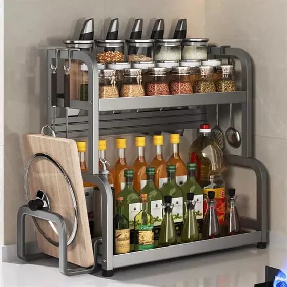 Tempero de cozinha multifuncional condimento utensílios de cozinha rack de armazenamento rack de de 2 camadas -PJ2021