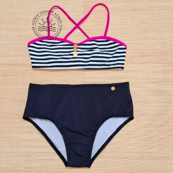 Biquíni Infantil Juvenil Menina Moça com Proteção UV50/Moda Praia e Piscina / Forrado Frente e Costa