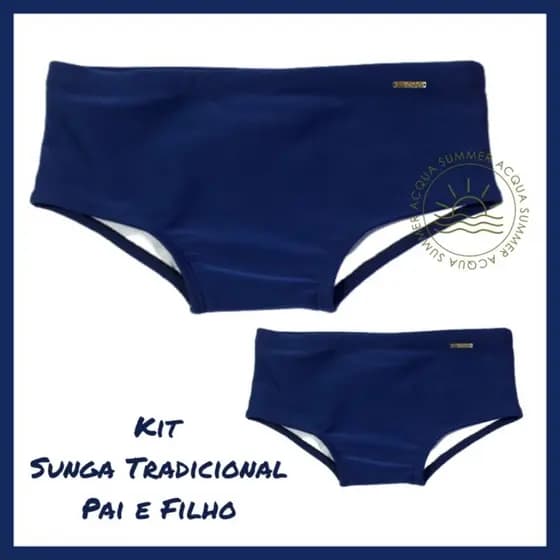 Sunga Tradicional Moda Praia e Piscina Kit 2 Peças Pai e Filho/Sungão Short de Banho Proteção UV50+