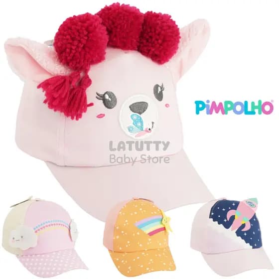 Boné Menina 2-4 Anos Pimpolho Boné Infantil Algodão Velcro Lúdico