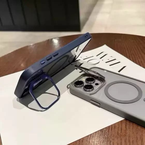 Capa Magnética com Suporte para iPhone 11 ao 17 – Proteção de Câmera
