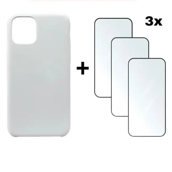 Kit 4em1 Case Branca + 3 Película Vidro Temperado 3D iPhone 11 12 13 14 15 16 17 Pro Max - ADH