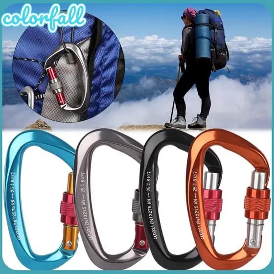 COLORFALLC Mosquetão Profissional Exterior Ascend 12/25KN Alumínio Segurança Master Lock