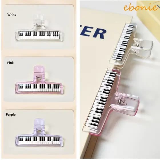 EBONIE 5 Peças De Suporte De Música Acrílica , Clipe De Partituras De Aderência Forte Com Padrão De Piano , Pontuação Or