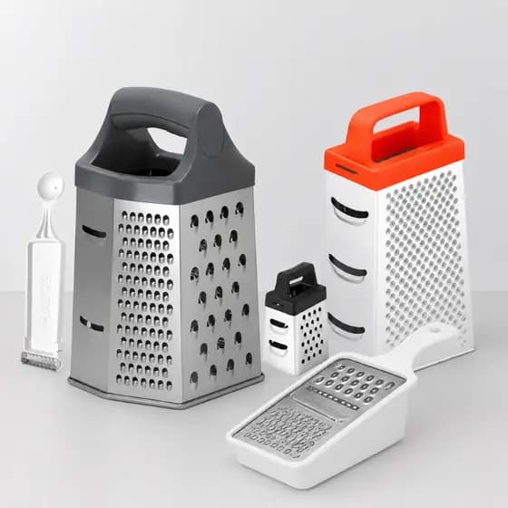 Ralador de legumes Inox 4 e 6 Lados | Mini Ralador | Com Recipiente | Descascador E Boleador