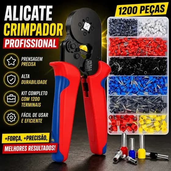 Alicate Crimpar Prensa Box Com 1200 Terminal Ilhós 0,25 A 10mm / Alicate Crimpar Prensa Box