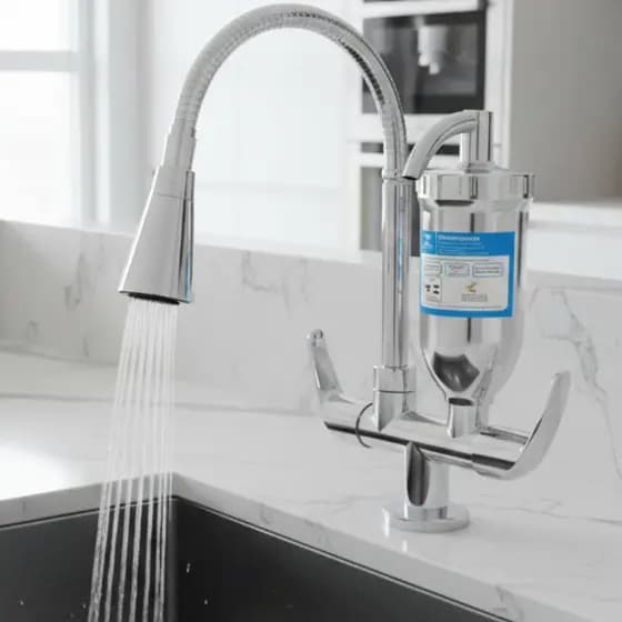 Torneira Gourmet Cozinha Filtro vela carvão bica alta Flexível dois jatos Luxo Inox Cromada Bancada
