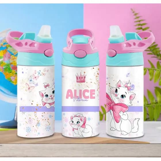 Squeeze infantil personalizado semi termico colorido bico retratil de silicone 500ml