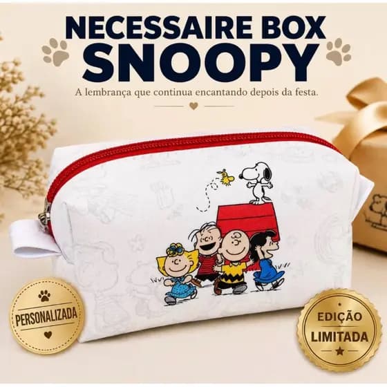 Necessaire Personalizada Snoopy | Porta Maquiagem Organizador Feminino | Estojo Box 16cm