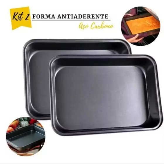 Kit 2 Forma Assadeira Antiaderente Aço Carbono