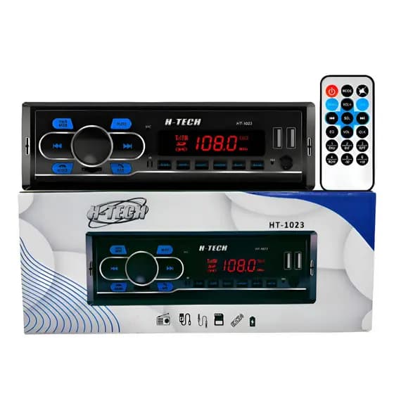 Som Rádio Automotivo Bluetooth Usb Card Sd Aux Fm Mp3 H-tech