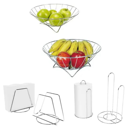 Kit PROMOÇÃO : Porta papel Toalha , Guardanapo de mesa , Fruteira Cromada